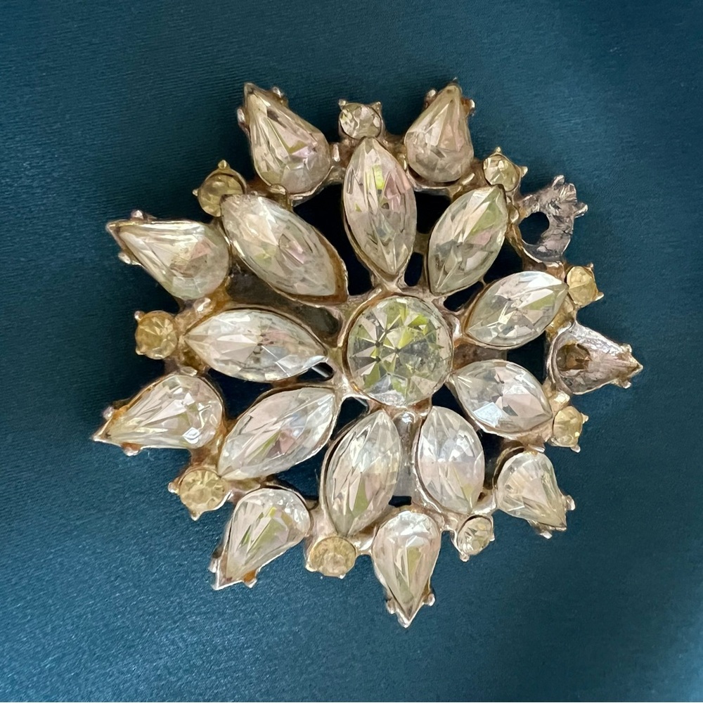 Not For Sale Vintage Art Crystal Brooch